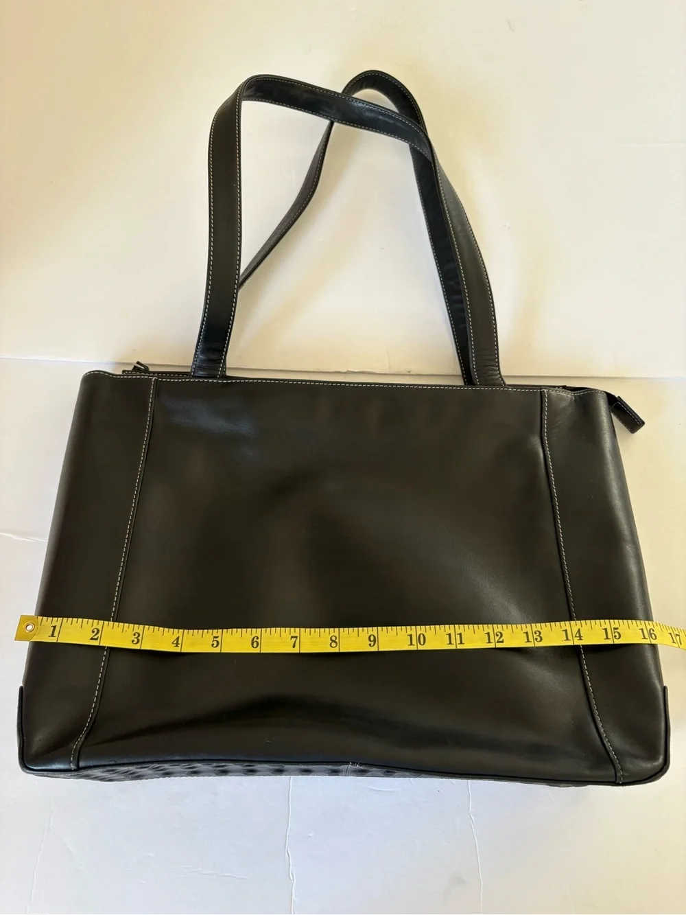 Lavenger Black Leather Large Laptop Career Academia Bag Purse Box Tote Briefcase